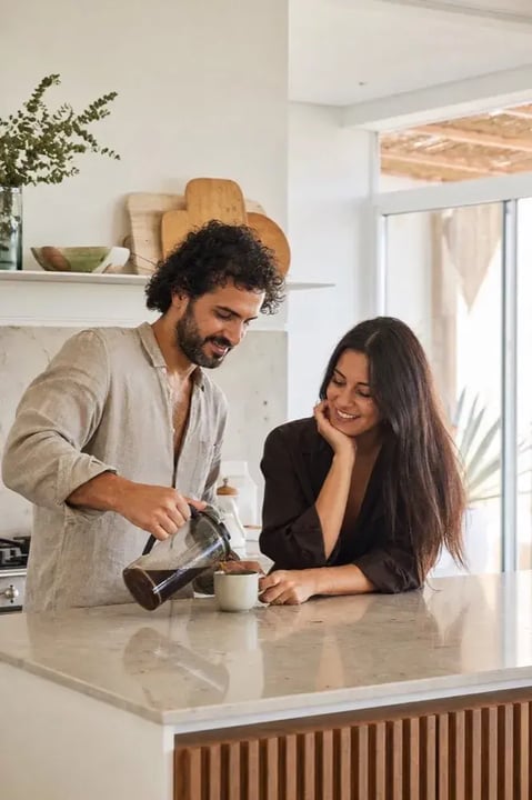 Couple at home in Portugal