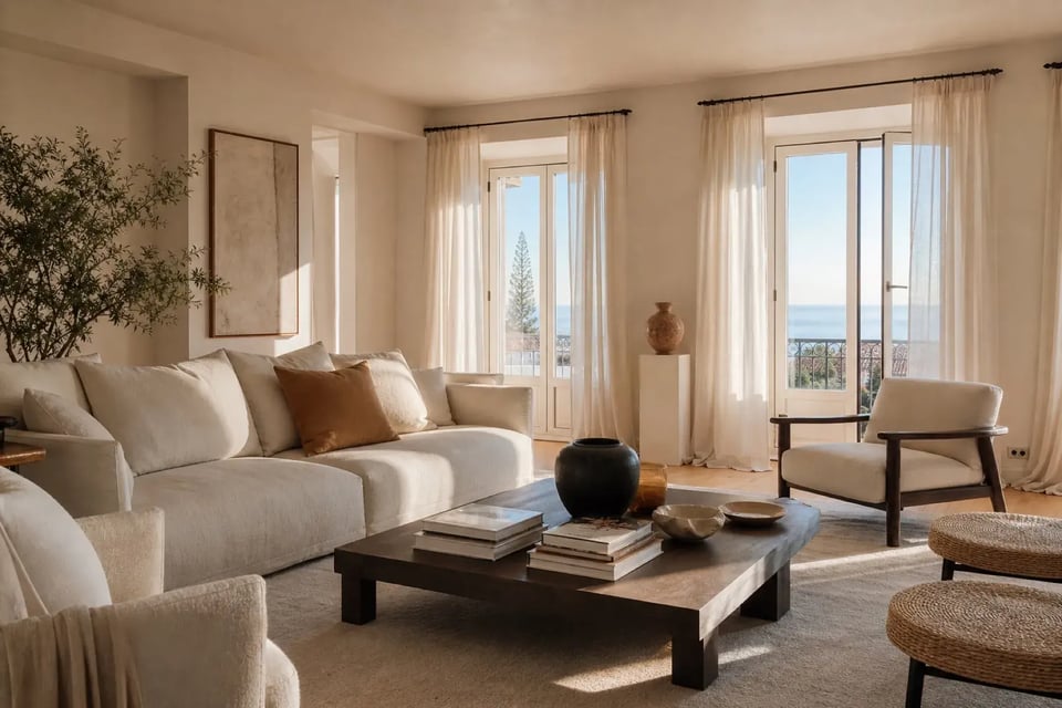 Sophisticated livable interior with soft coastal light